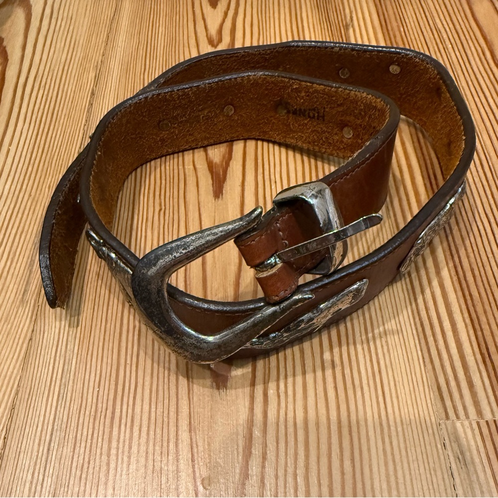 Brighton Endangered Species Brown Leather Belt with Silver-Tone Buckle